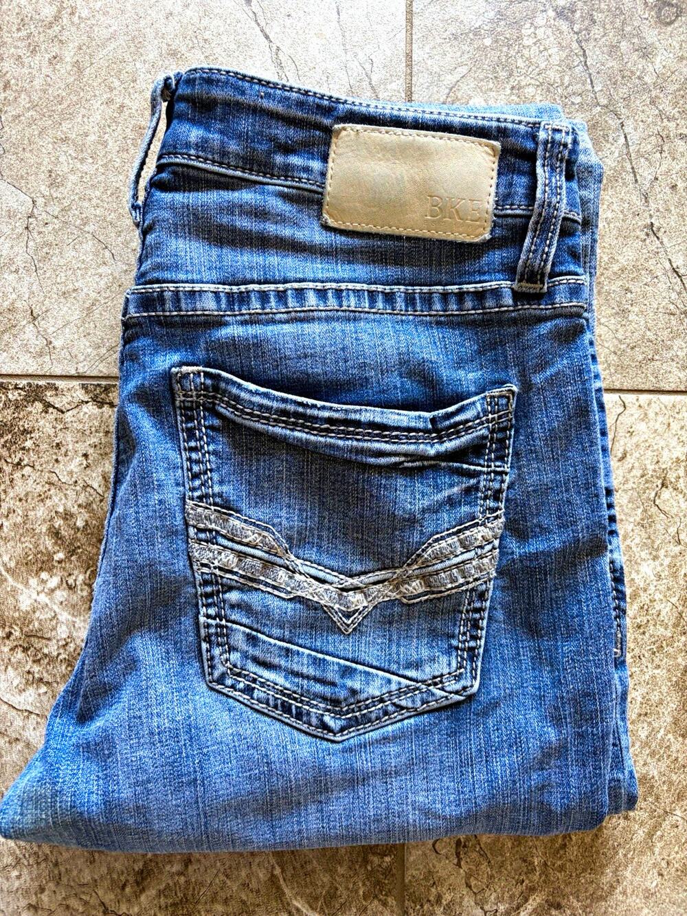 BKE Mason Mens Blue Straight Jeans 32x30 Regular Fit Medium Wash 5-Pocket (0296)